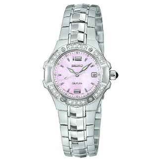 Seiko Coutura SXD691 dameur med safirglas og sølv urskive

