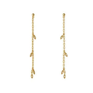 byBiehl Jungle Ivy sparkle string øreringe i forgyldt sølv