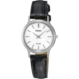 Seiko SUP299P1 solar dameur med hvid urskive og 30 bar vandtæthed

